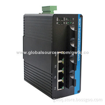 Managed Industrial Ethernet Switch/4-port 100Base-FX(SC,20km)/Redundant Ring Network and Dual Power